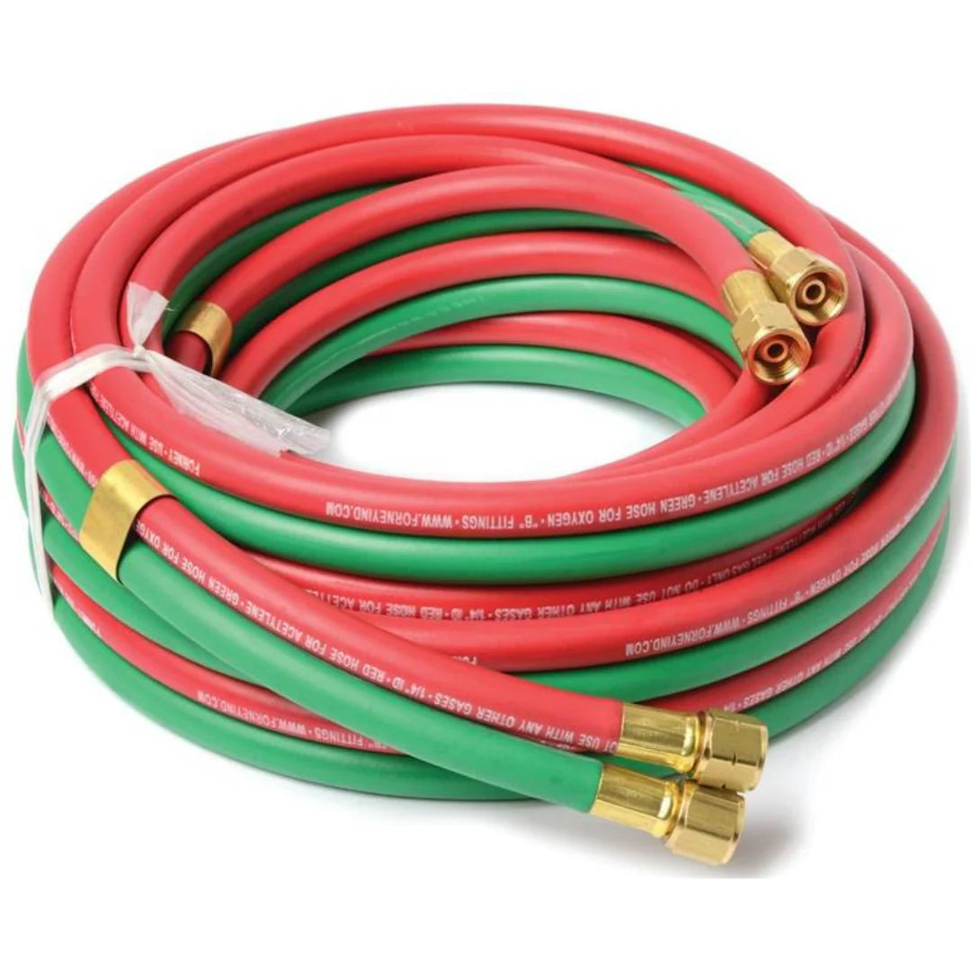 Atlas Lenco Twin Welding Hose Assembly – 3/8" x 100', Grade T Rubber, B-B Fittings, HOS-T38T100BB