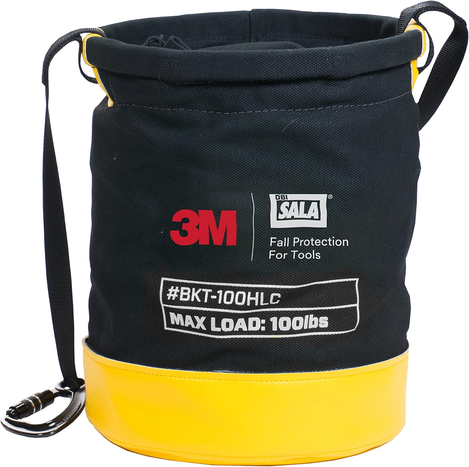 3M DBI-SALA Canvas Safe Bucket – 100 lb Capacity, 12.5" x 15", Black/Yellow, 7100209335